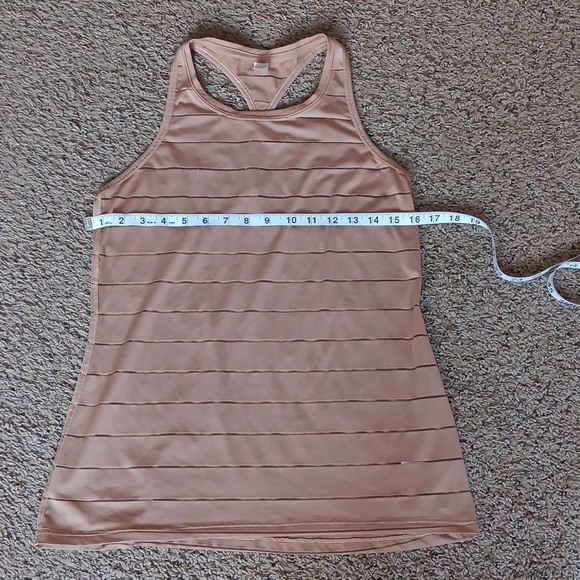 Athleta Light Brown Stripe Mesh High Neck Chi Tank Top - Picture 6 of 7